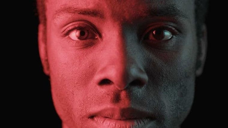 a close up of a face