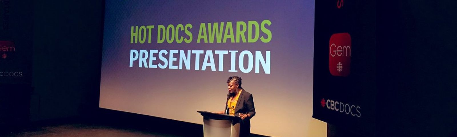Garvia Bailey speaking at Hot Docs Awards