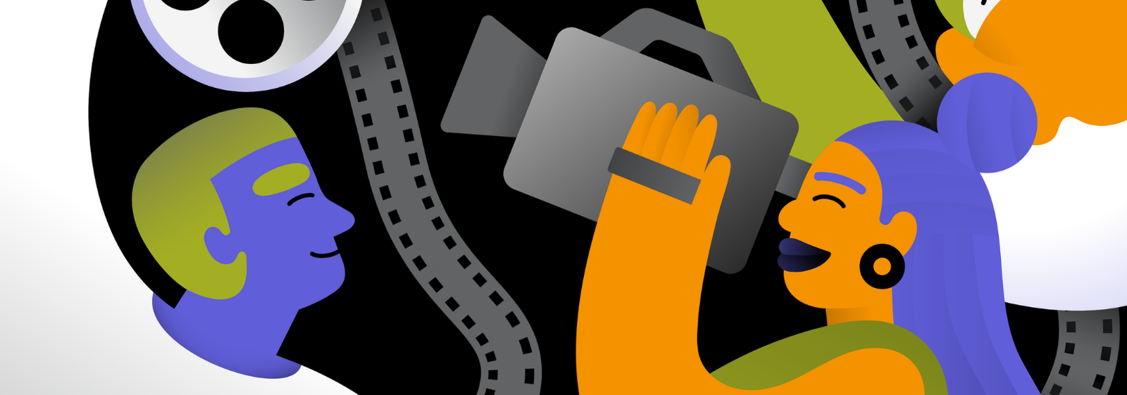 Illustration of people and film strip