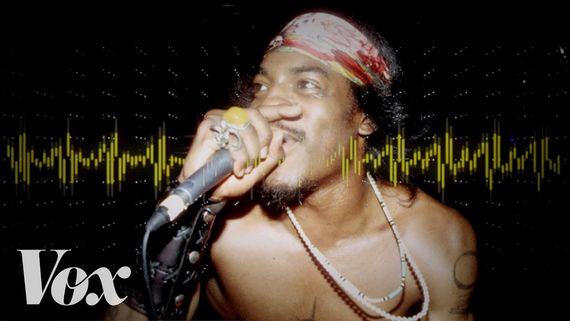 A musician holding the mic