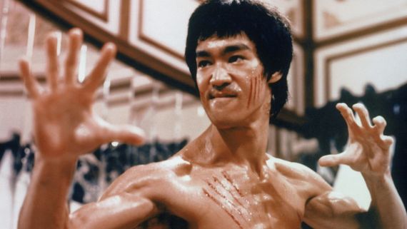 Bruce Lee in a martial arts stance