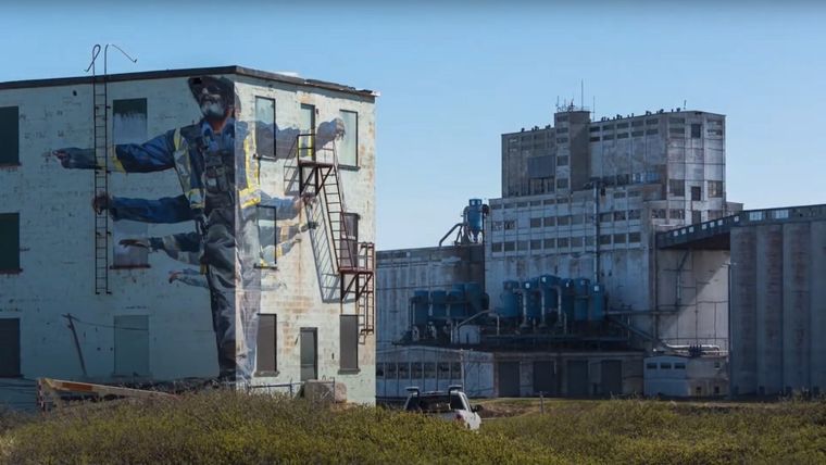 a mural on the side of a building