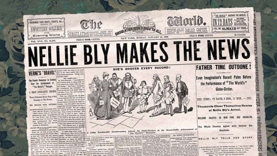 newspaper headline reading: nellie bly makes the news