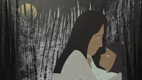 an animated mother holding her daughter