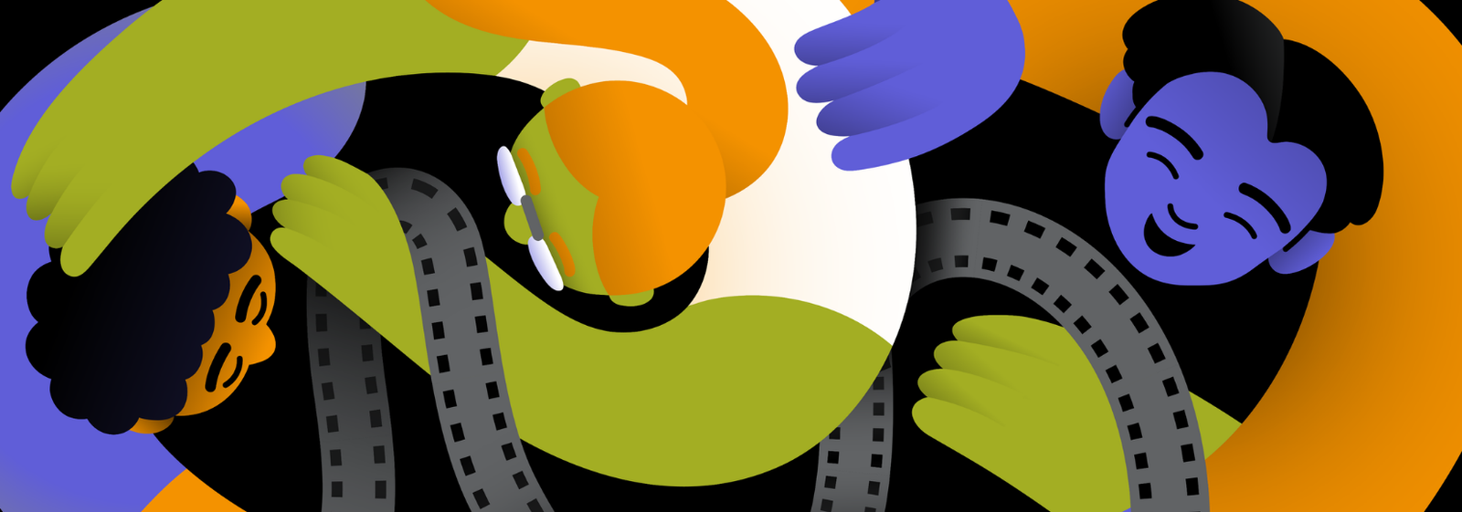 Illustration of people with film strip