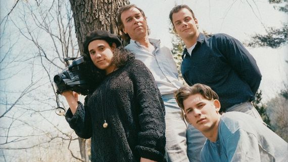 Teenagers outside with a camera