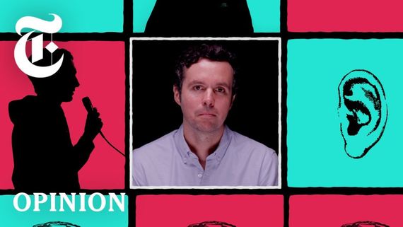 a photo of a man with coloured tiles and icons surrounding him